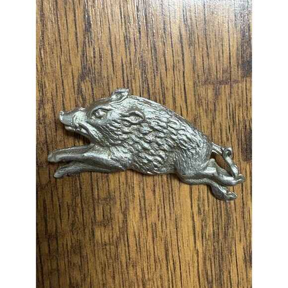 Vintage Silver Tone Wild Boar Brooch Pin Animal Pig - Picture 4 of 9